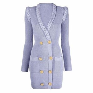 Elisabetta Franchi Blue Fine-ribbed Knitted Dress